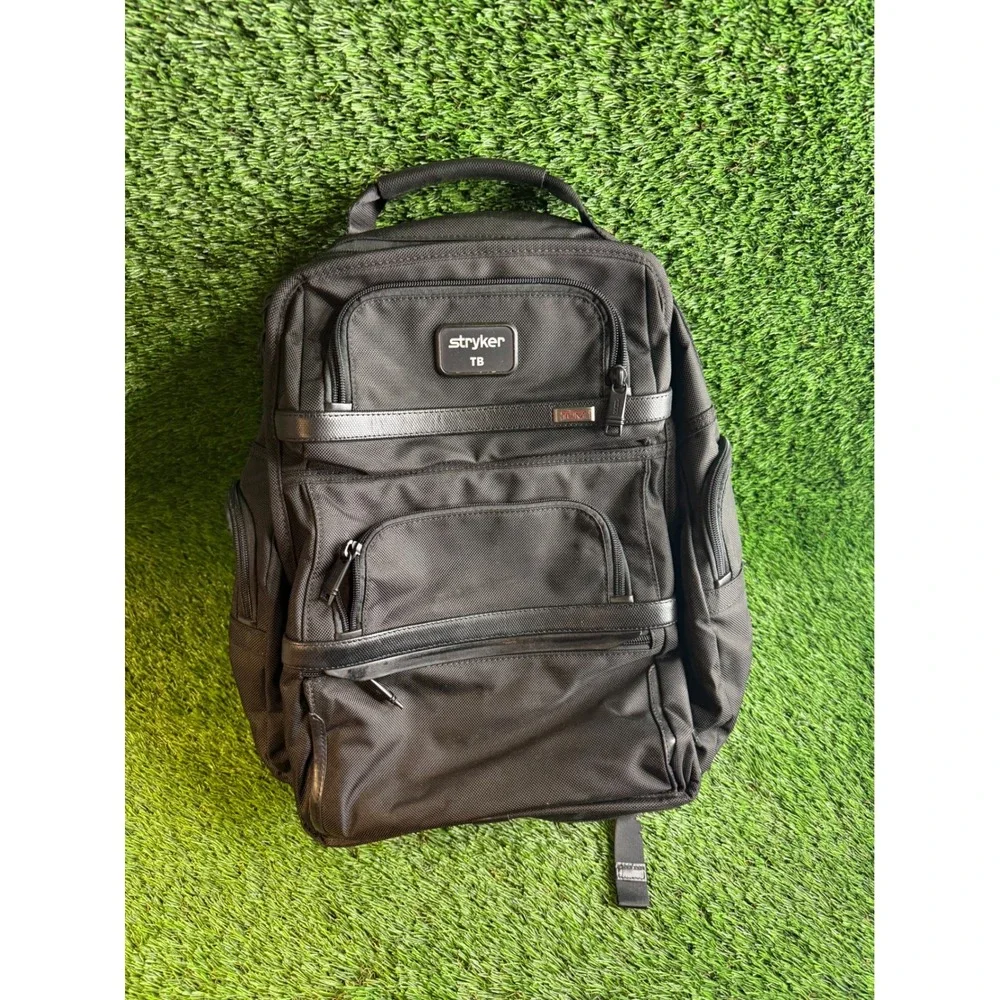 Tumi Alpha 3 Black Ballistic Nylon Leather Trim Backpack Mens Bag MSRP $695